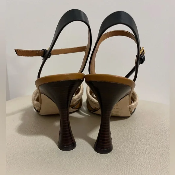 Tory Burch Fisherman Color-block Leather Heel Sandal Women’s Size 9